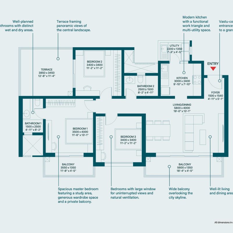 SOBHA RIVANA 4BHK Floor Plan Type 1